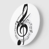 クレフ、 音符記号10.75インチ円形アクリル時計 ラージ壁時計 (傾斜)