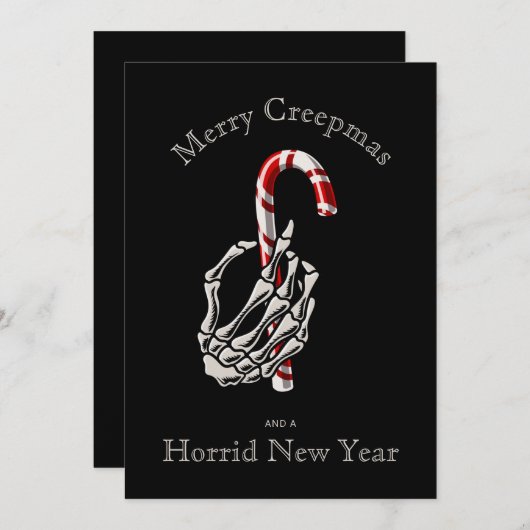 クレプおもしろいマメリーススケルトンキャンディーケインカード シーズンカード (正面/裏面)