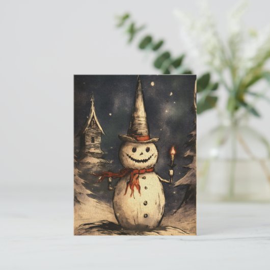 クレプメリーマス不気味雪だるまゴシックヴィンテージ ポストカード (スタンド正面)