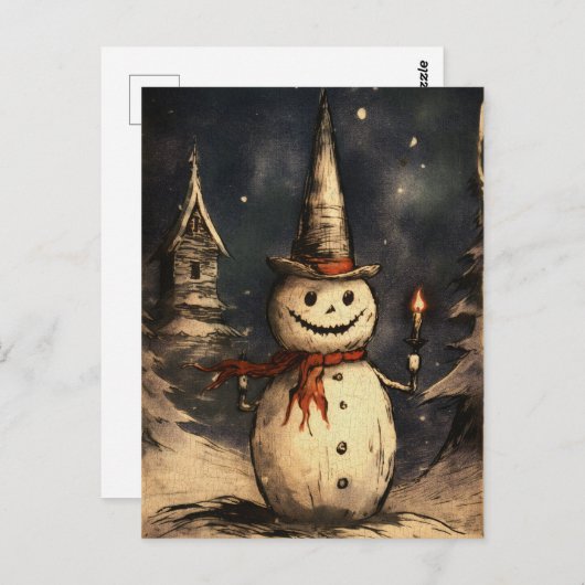 クレプメリーマス不気味雪だるまゴシックヴィンテージ ポストカード (正面/裏面)