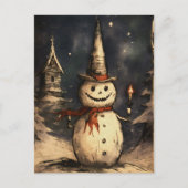クレプメリーマス不気味雪だるまゴシックヴィンテージ ポストカード (正面)