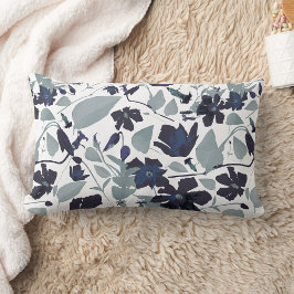 クレマエレガントティスつる植物フローラ水色 ランバークッション