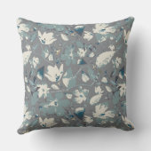 クレマチスつる植物グレーブルークリーム水色フローラ クッション (裏面)