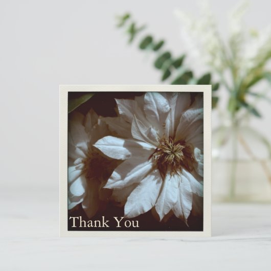 クレマチスの花の写真はSの平らなカード感謝していしています サンキューカード (スタンド正面)