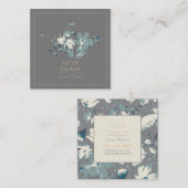 クレマチスイエローグレイ絵を描ウォーターカラーの花 スクエア名刺 (正面/裏面)