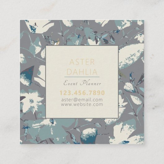 クレマチスイエローグレイ絵を描ウォーターカラーの花 スクエア名刺 (裏面)