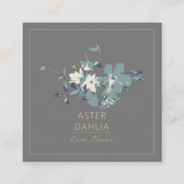 クレマチスイエローグレイ絵を描ウォーターカラーの花 スクエア名刺