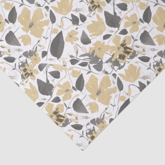 クレマチスイエローグレイ絵を描ウォーターカラーフローラ 薄葉紙 (詳細)