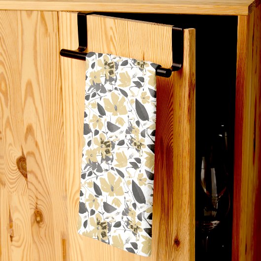 クレマチスイエローグレーウォーター色の花 キッチンタオル