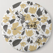 クレマチスイエローグレーウォーター色フローラ 缶バッジ (正面)