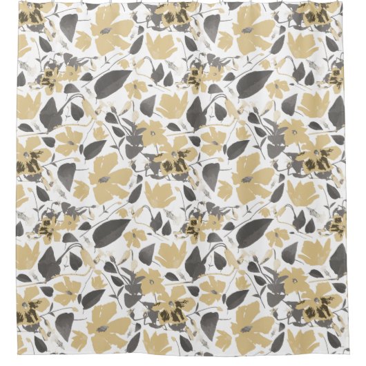 クレマチスイエローグレーフローラ水彩花 シャワーカーテン (正面)