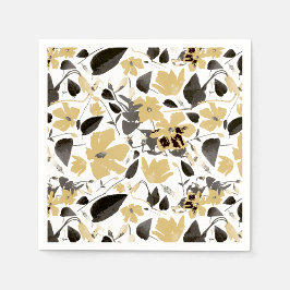 クレマチスイエローグレー植物水色 スタンダードカクテルナプキン