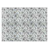 クレマチスグリーンブルー水彩花 テーブルクロス (正面(横))