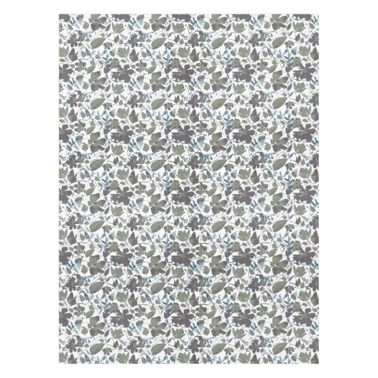 クレマチスグリーンブルー水彩花 テーブルクロス (正面)