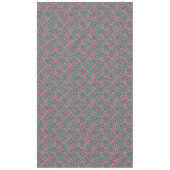 クレマチスピンク、赤、オレンジ色のフローラオン深いブルー テーブルクロス (正面)