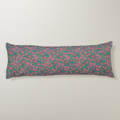 クレマチスピンク、赤、オレンジ色のフローラオン深いブルー ボディピロー (裏面)