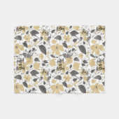 クレマチスファーリング金ゴールドグレーウォーター色つる植物 フリースブランケット (正面(横))