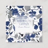 クレマチスフェローリングブルーグレーつる植物 スクエア名刺 (正面)