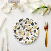 クレマチスフラワーイエローグレーボタニカル ペーパープレート