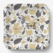 クレマチスフラワーイエローグレーボタニカル ペーパープレート (正面)