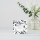 クレマチスフラワーブルブルーブラウンつる植物 スクエア名刺 (スタンド正面)