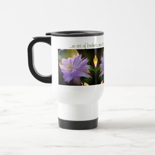 クレマチスフラワー感動的やさしさ引用文 トラベルマグ (左)