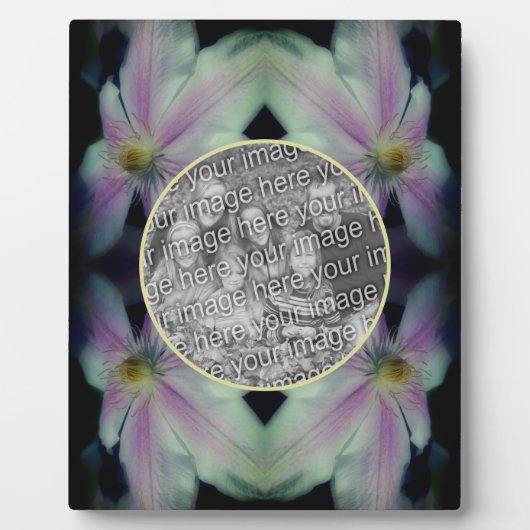 クレマチスフラワー花びら抽象芸術自分の写真を追加 フォトプラーク (正面)