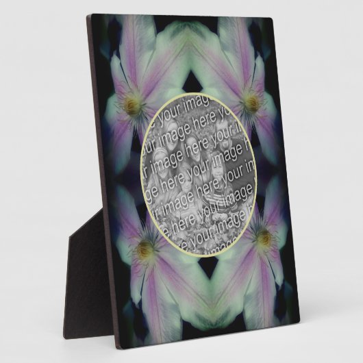 クレマチスフラワー花びら抽象芸術自分の写真を追加 フォトプラーク (側面)