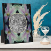 クレマチスフラワー花びら抽象芸術自分の写真を追加 フォトプラーク (側面)