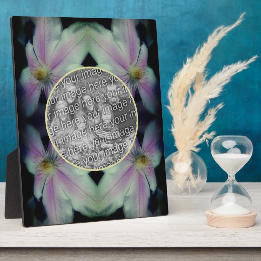 クレマチスフラワー花びら抽象芸術自分の写真を追加 フォトプラーク (側面)