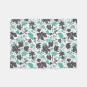 クレマチスフローラルパターンチョコレートミント フリースブランケット (正面(横))