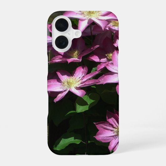 クレマチス 紫 春の花 iPhone 16ケース (裏面)