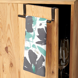 クレマティスつる植物フローラグレーティール（緑がかった色）水色 キッチンタオル