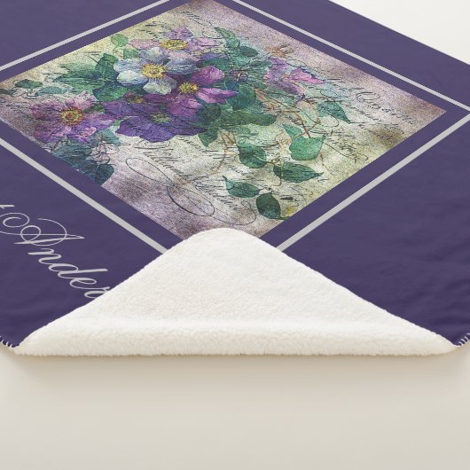 クレマティスつる植物手書きエフエマモノグラム シェルパブランケット (3/4)