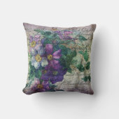 クレマティスつる植物手書き入力エフェメラ クッション (正面)