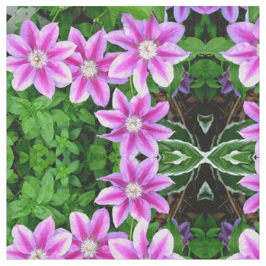 クレマティスとオレガノ ファブリック (クローズアップ)