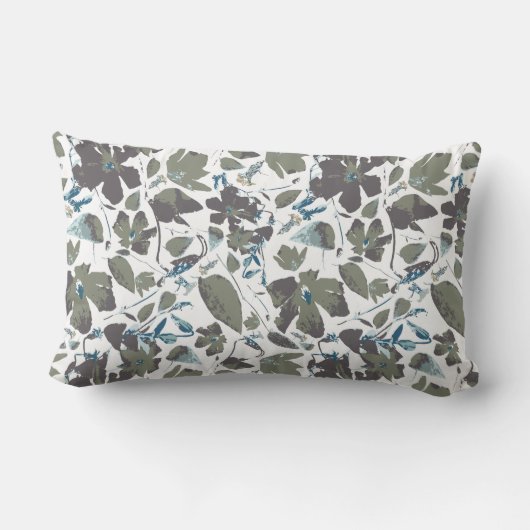 クレマティスエレガントつる植物グリーンブルーフローラ ランバークッション (裏面)