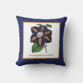 クレマティススターオブインディアボタニカルイラストレーション クッション (正面)