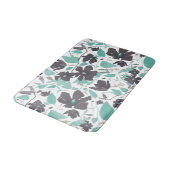 クレマティスティール(緑がかった色)ブラウンフローラルパターン バスマット (アングル)