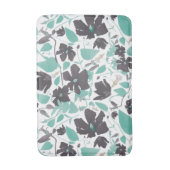 クレマティスティール(緑がかった色)ブラウンフローラルパターン バスマット (正面縦)