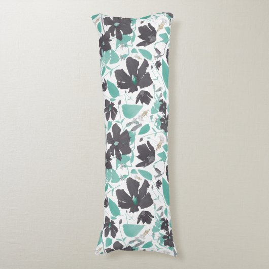 クレマティスフローラグレーティール（緑がかった色）水彩 ボディピロー (正面縦)