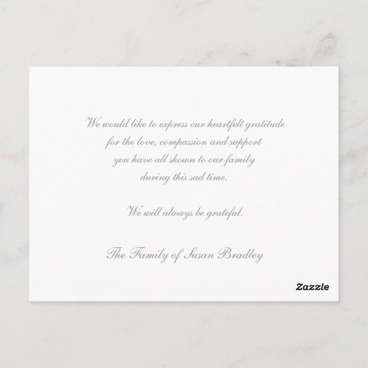 クレマティス1cメモリアル悔やみや弔慰サンキューハガキ ポストカード (裏面)