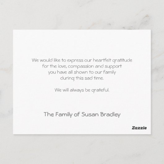 クレマティス3aメモリアル悔やみや弔慰サンキューハガキ ポストカード (裏面)