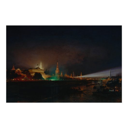 クレムリンのイルミネーション, 1883 (キャンバス上の油) ポスター (正面)