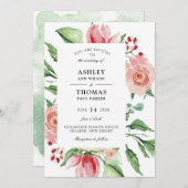 クレメモダンバラ水彩結婚式招待状 招待状 (正面/裏面)