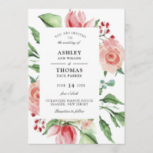 クレメモダンバラ水彩結婚式招待状
