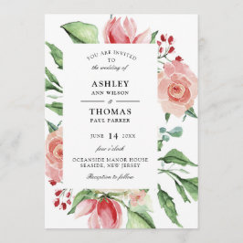 クレメモダンバラ水彩結婚式招待状 招待状