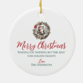 クレメロ馬クリスマスホリーベリーリース セラミックオーナメント (裏面)