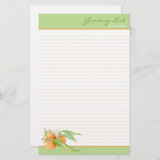 クレメンタインオレンジがDoリストに並べられました 便箋 (正面/裏面)
