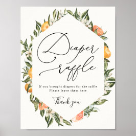 クレメンチンオレンジと緑のおむつラッフルサイン ポスター